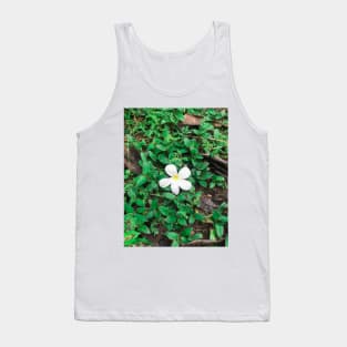 White Plumeria flower drop on the ground Tank Top